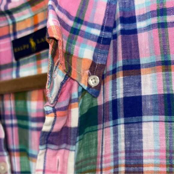 Ralph Lauren Casual Plaid Button Down Shirt Men’s XL Pony Short Sleeve Pink Blue - Picture 5 of 9
